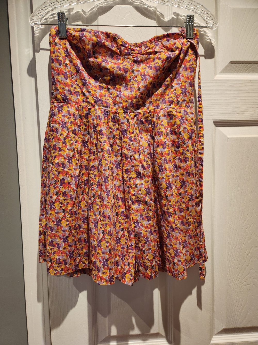 Moda International Strapless Floral Romper in Yellow, Purple, Pink